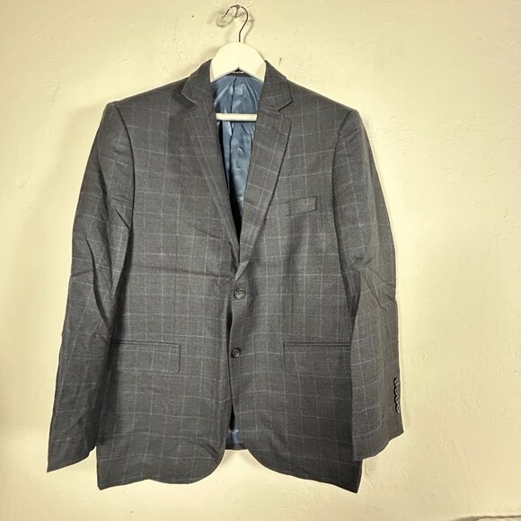 Pronto Uomo Platinum Mens Gray Plaid Silk Wool Blazer Size 42R Two-Button NWOT - Picture 1 of 7